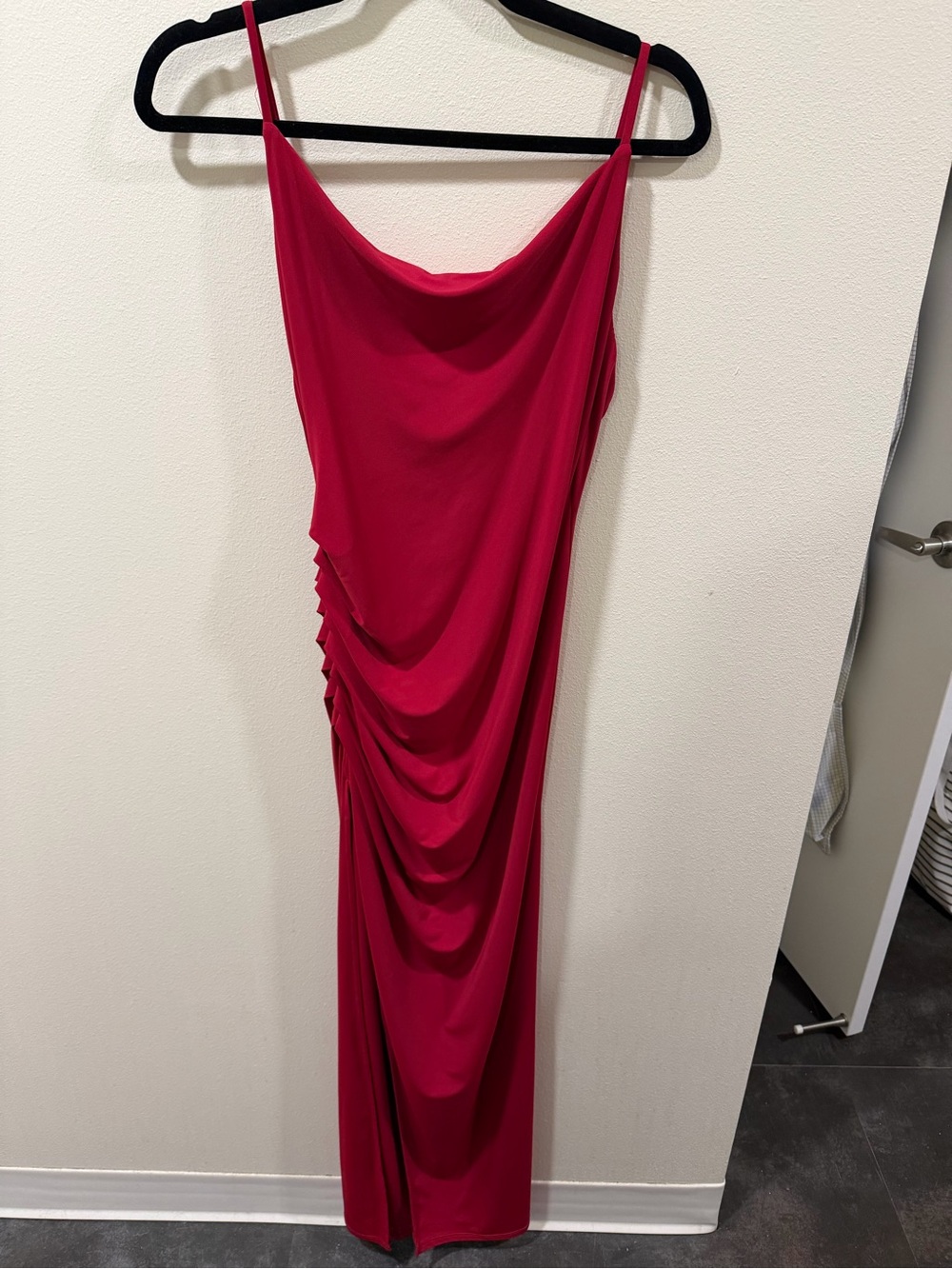 NBDxRevolve Burgundy Cowl Neck Strapless Slip Dress